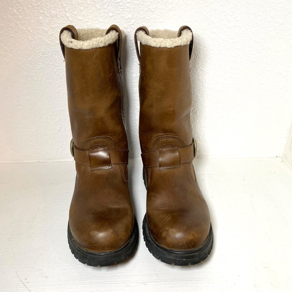 Timberland Nellie Fur Lined Leather Buckle Pull On Waterproof Boots Brown 7 - Picture 5 of 8